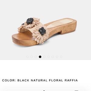 Dolce Vita Black & Natural Floral Raffia Slide
